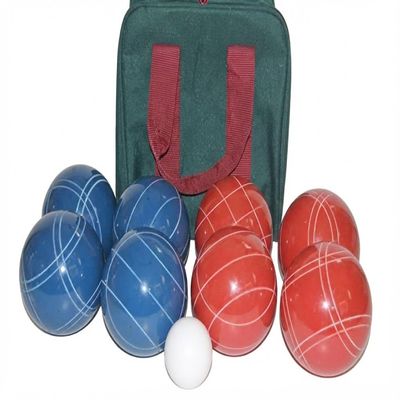 BuyBocceBalls Listing - Made in USA, Premium Quality Tournament Bocce Set - 110mm Rustic Blue/Orange Balls and Green/Maroon Bag, 998 Grams (2 lbs. 3.2 oz.).