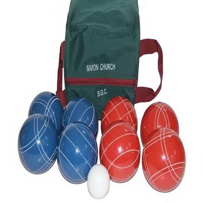 BuyBocceBalls Listing - Made in USA, Premium Quality Tournament Bocce Set - 110mm Blue and Dark Orange Balls, Nylon Engraved Green Bag, 998 Grams (2 lbs. 3.2 oz.)