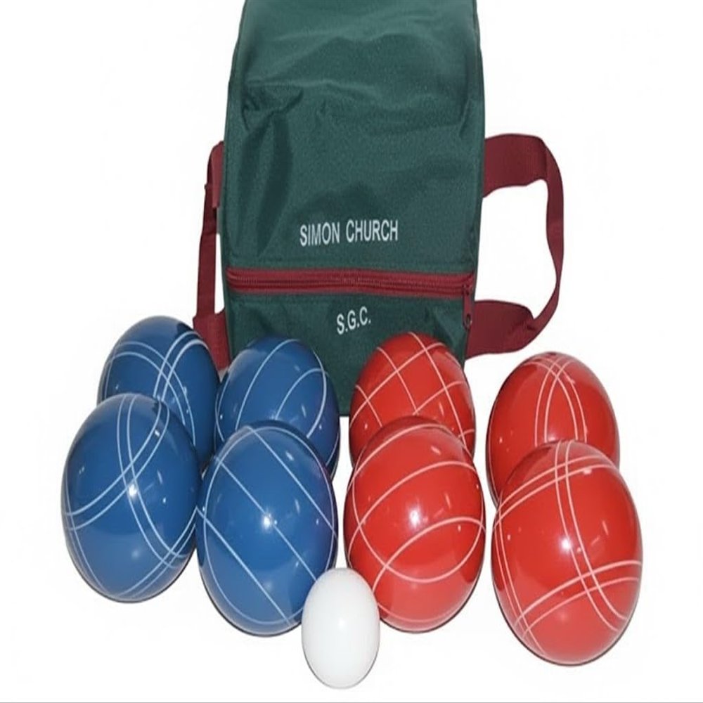 BuyBocceBalls Listing - Made in USA, Premium Quality Tournament Bocce Set - 110mm Blue and Dark Orange Balls, Nylon Engraved Green Bag, 998 Grams (2 lbs. 3.2 oz.)