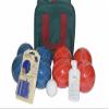 BuyBocceBalls Listing - Made in USA, Premium Quality Tournament Bocce Set - 110mm Rustic Blue/Orange Balls, Ball Polish, Kestrel Measuring Device and Green/Maroon Bag view 1