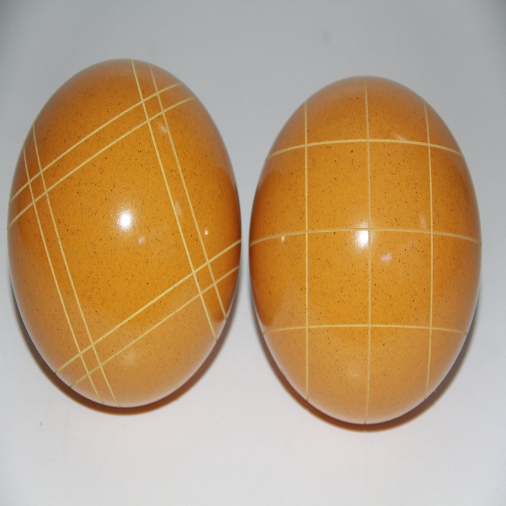 BuyBocceBalls Listing - Made in USA, Premium Quality Tournament - Replacement 2 Pack - EPCO Bocce Balls with Criss Cross and Close Curvey Stripes - Rustic Yellow 110mm