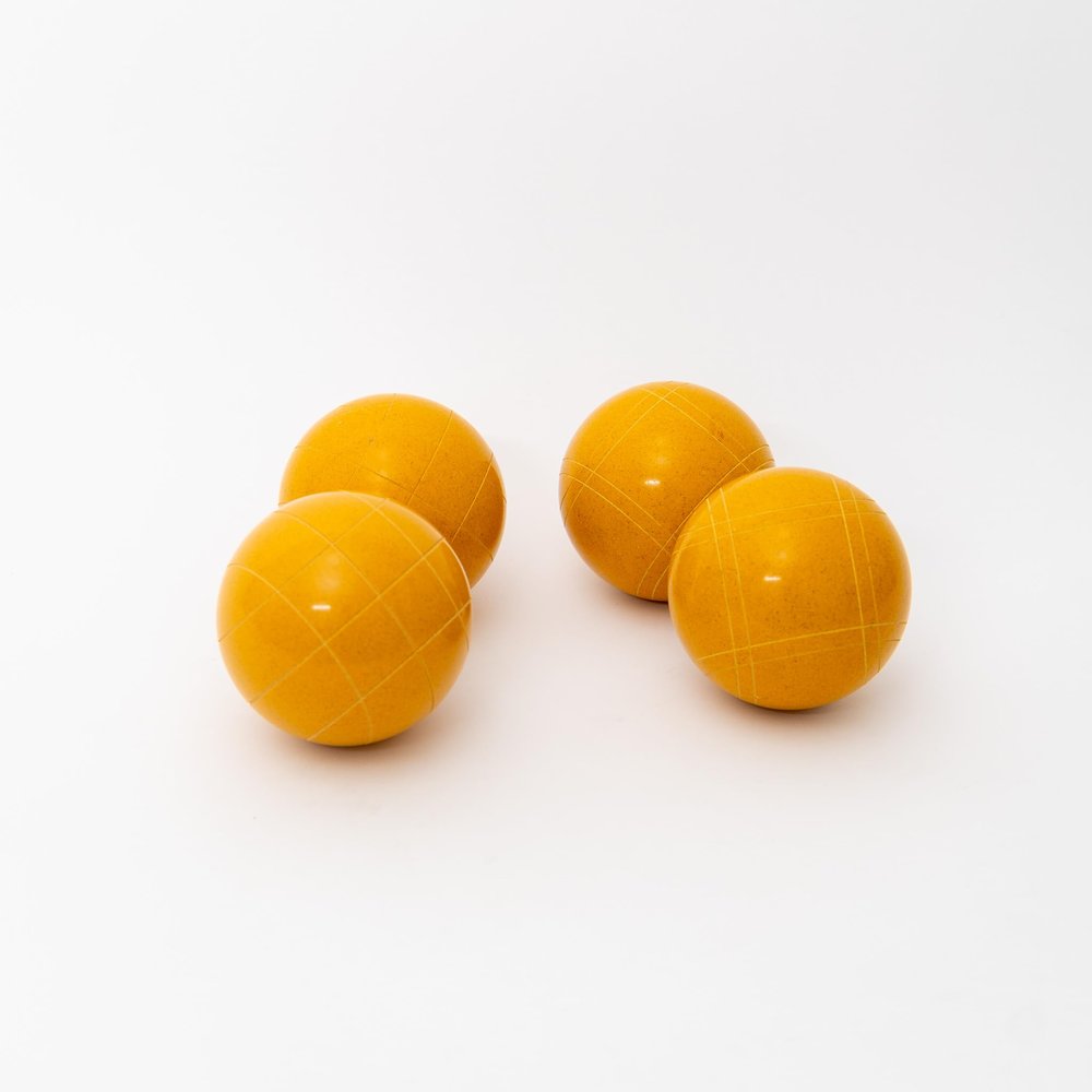 BuyBocceBalls Listing - Made in USA, Premium Quality Official Tournament 4 Ball Bocce Set, Regulation Size and Weight, 998 Grams (2 lbs. 3 oz.) - Gold 110mm