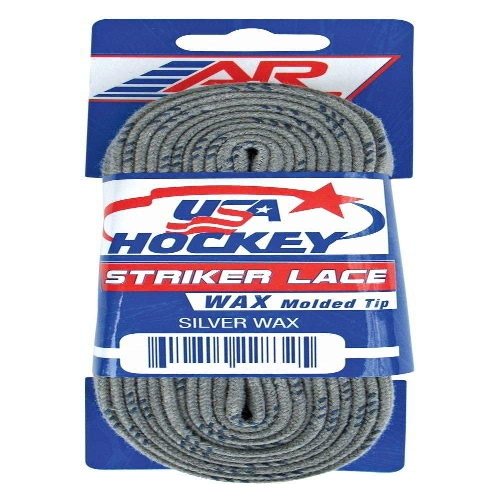 A&R New 2 Pair USA Hockey Striker Waxed Molded Tip Skate Laces Silver 72"-120"