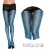 MUSIC LEGS Women's Shiny Metallic Pantyhose, Turquoise, One Size view 2