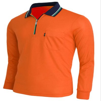 BCPOLO Zip Polo Shirt Athletic Long Sleeve Dri Fit Zip Polo-Orange-M (Asia-XL)