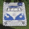 BRISA VW Collection - Volkswagen Picnic Cuddle Throw Blanket T1 Bus Campervan (Samba Stripes/Blue/200x150cm/59x78.7 in.) view 2