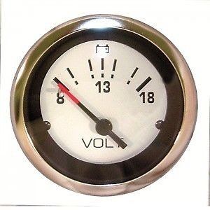 Marpac New Marine Boat Voltmeter Gauge White Stainless Bezel 7-1984