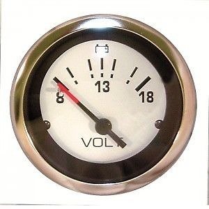 Marpac New Marine Boat Voltmeter Gauge White Stainless Bezel 7-1984