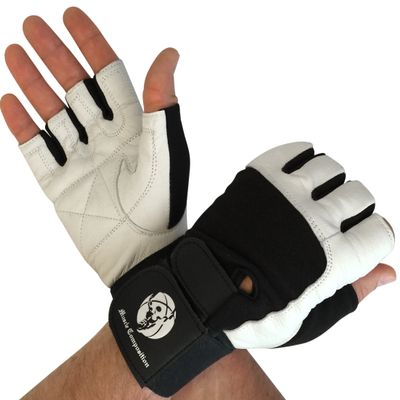 Muscle Composition Gym Gloves with Wrist Support for Gym Workout, Crossfit,Weightlifting Black/White. Premium Quality Materials. (Black/White, Small)