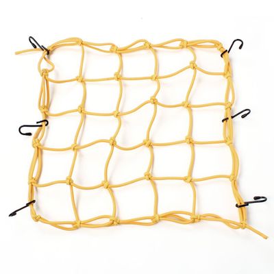 uxcell Yellow Nylon Rubber 6 Hook Luggage Package Cargo Flexible Net 40x40cm for Motorcycle