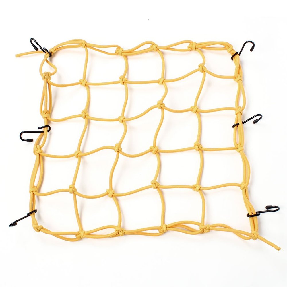 uxcell Yellow Nylon Rubber 6 Hook Luggage Package Cargo Flexible Net 40x40cm for Motorcycle