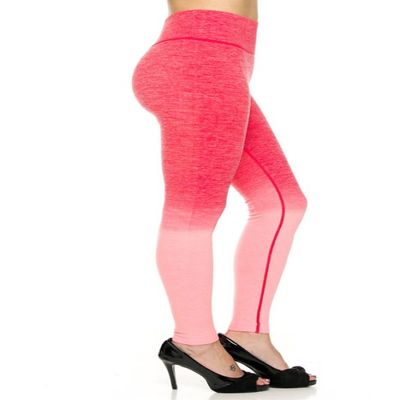 2LUV Women's High Waisted Seamless Ombre Yoga Leggings Coral1 M
