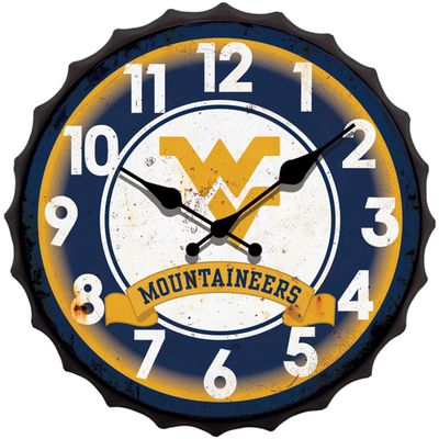 Hanna's Handiworks West Virginia University NCAA Bottle Cap Clock Vintage Metal Wall Art- Show Your Big 12 Team School Spirit in Your Man Cave, Dorm, Bedroom, College Apartment with WVU Fan Decor