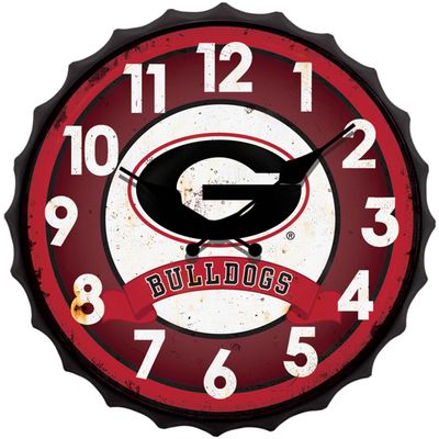 Hanna's Handiworks University of Georgia NCAA Bottle Cap Clock Vintage Metal Wall Art - Show Your Bulldog School Spirit in Your Man Cave, Dorm, Bedroom, College Apartment with UGA Fan Decor