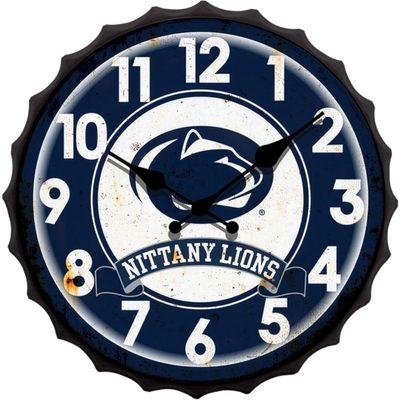 Hanna's Handiworks Penn State University NCAA Bottle Cap Clock Vintage Metal Wall Art- Show Your Big 10 School Spirit in Your Man Cave, Dorm, Bedroom, College Apartment with Nittany Lions Fan Decor