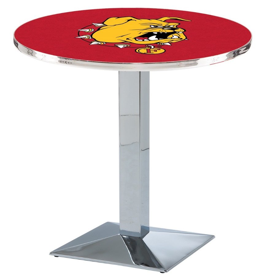 HBS L217-42" Chrome Ferris State Pub Table by Holland Bar Stool Co.
