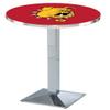 HBS L217-42" Chrome Ferris State Pub Table by Holland Bar Stool Co. view 1