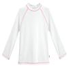 Made in USA Long Sleeve Little Girls' Rashguard Swimming Suit Swim Tshirt Tee UPF50+ Sun Protection for Beach Pool Summer Fun, LS White/Pink, 4T view 1