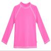 Made in USA Long Sleeve Baby Girls' Rashguard Swimming Suit Swim Tshirt Tee UPF50+ Sun Protection for Beach Pool Summer Fun, LS Medium Pink/White, 3-6m view 1