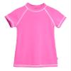 Made in USA Short Sleeve Baby Girls' Rashguard Swimming Suit Swim Tshirt Tee UPF50+ Sun Protection for Beach Pool Summer Fun, SS Medium Pink/White, 9-12m view 1