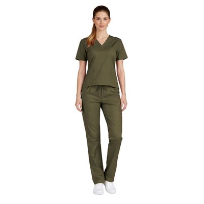 M&M SCRUBS Womens Scrub Set V-Neck Top & Pants | Soft Poly-Cotton Medical Uniform | Run Large M Olive