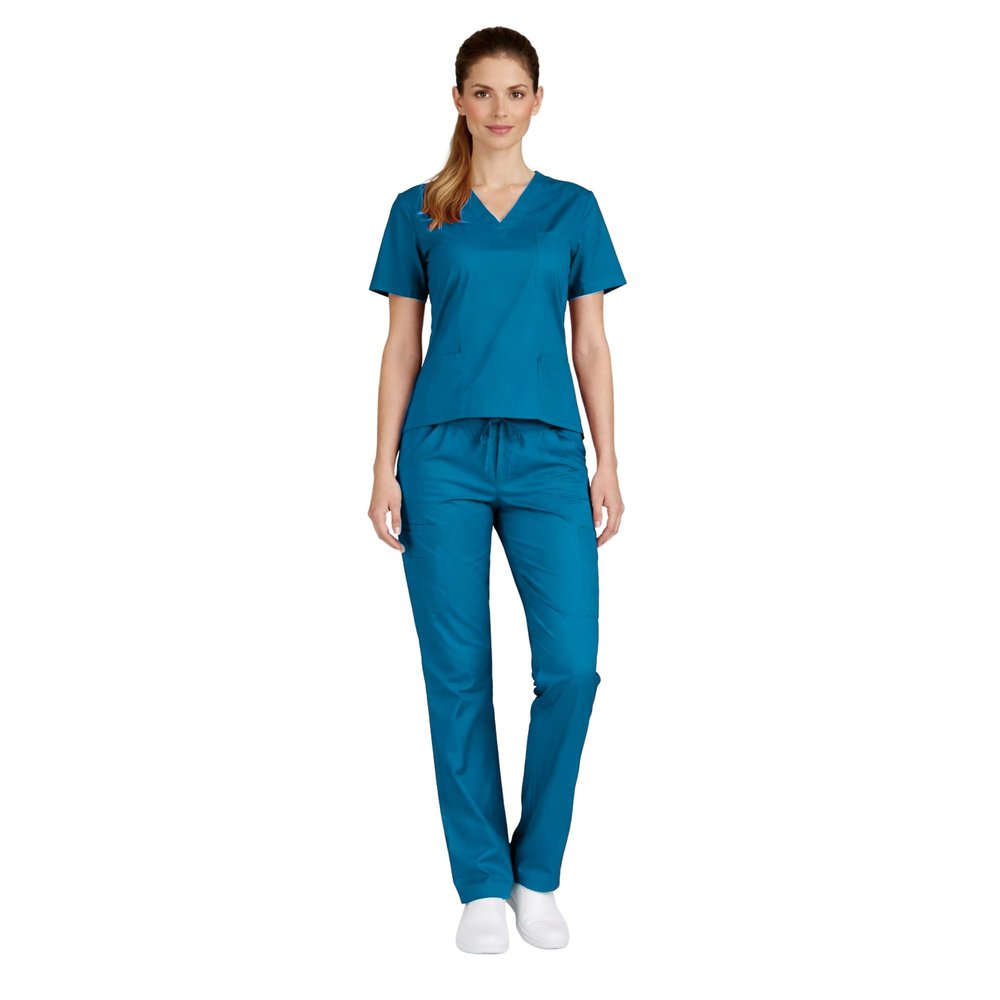 M&M SCRUBS Womens Scrub Set V-Neck Top & Pants | Soft Poly-Cotton Medical Uniform | Run Large S Teal
