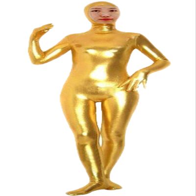 VSVO Shiny Spandex Open Face Full Bodysuit Zentai Suit for Adults and Children (Large, Gold)