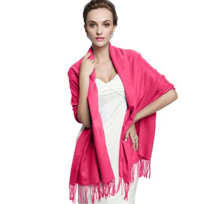 HealtheverydayLong Solid Ladies Womens Vintage Cashmere Pashmina Scarf Wrap Shawl 40 Colors (Rose Red18)