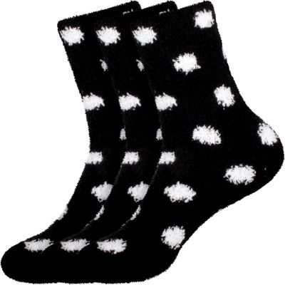 BambooMN Super Soft Warm Microfiber Cozy Fuzzy Polka Dot Socks - 3 Pairs - 07 Coal