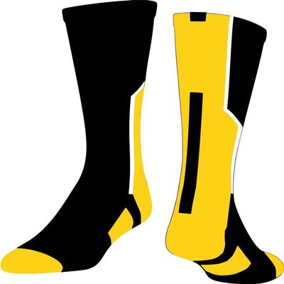 TCK Player Id Number Crew Sock (SINGLE SOCK) - Black/Gold/White (Large, Blank)