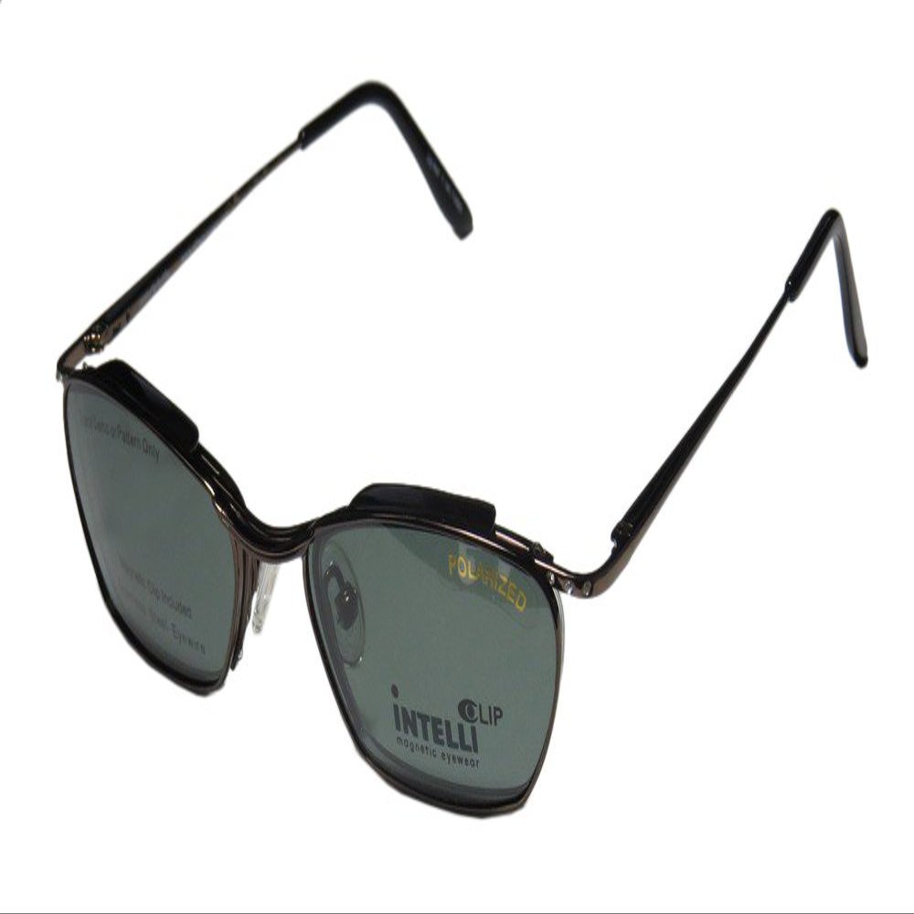 Elite Eyewear Intelli Clip 719 For Ladies/Women Designer Half-rim Sunglass Lens Clip-Ons Rhinestones Spring Hinges Eyeglasses/Eye Glasses (49-18-135, Gunmetal)