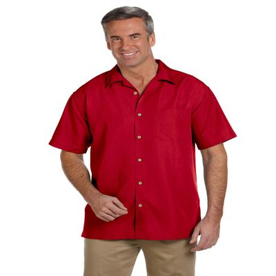 Barbados Textured Camp Shirt (M560) Parrot Red, S