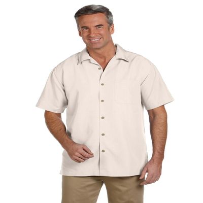 Harriton Men's Barbados Textured Camp Shirt (M560)- CREME,2XL