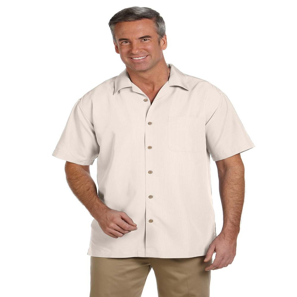 Harriton Men's Barbados Textured Camp Shirt (M560)- CREME,2XL