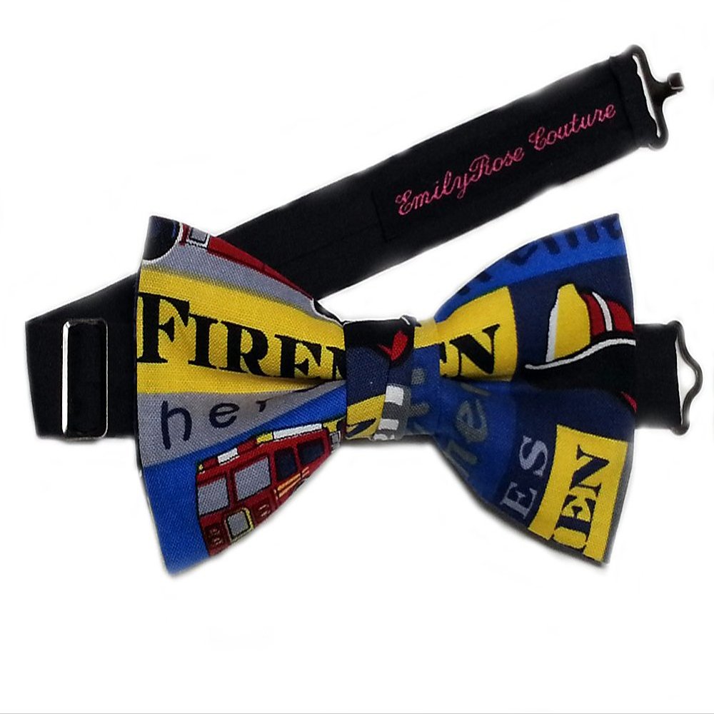 EmilyRose Couture Kid's Prints Bow Ties-Newborn to Teen-Dinosaur (L (12 or older), Fireman)