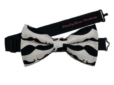 EmilyRose Couture Men's Special Prints Bow Ties (Medium-6-12 year olds, Mustache)