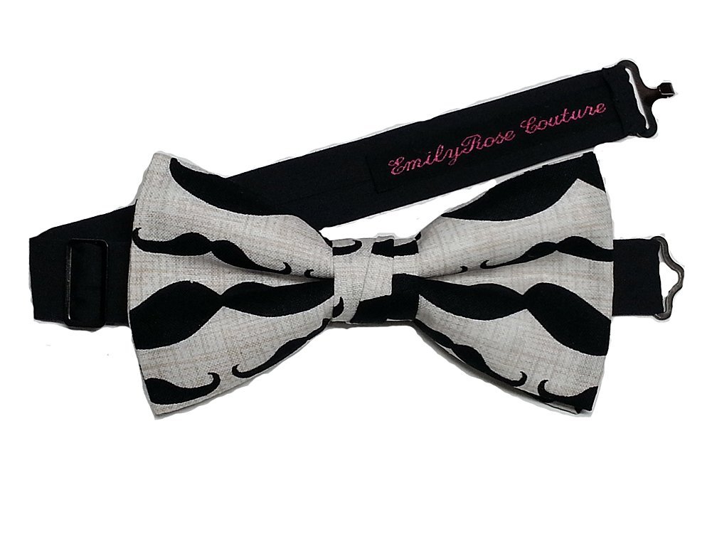 EmilyRose Couture Men's Special Prints Bow Ties (Medium-6-12 year olds, Mustache)