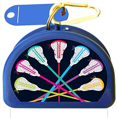Zumoe Lacrosse Mouthuard Retainer Case - Lacrosse Sticks (Blue)