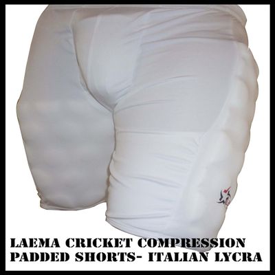 LAEMA Cricket Batsman Performance Gear - Padded Batting Compression Shorts - Padman Us White XXX-Large