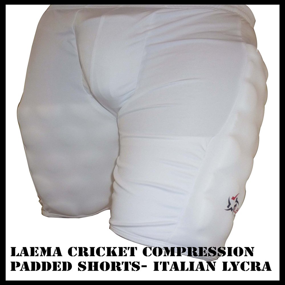 LAEMA Cricket Batsman Performance Gear - Padded Batting Compression Shorts - Padman Us White XXX-Large