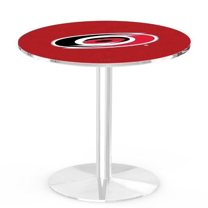 Carolina Hurricanes Officially Licensed L214 Chrome, 42" Tall Pub Table - NHL - 28" Top
