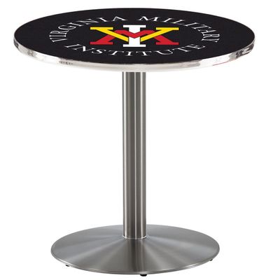 HBS L214-36" Stainless Steel Virginia Military Institute Pub Table by Holland Bar Stool Co.