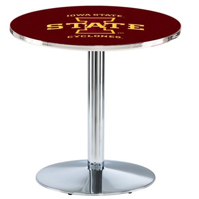 HBS L214-36" Chrome Iowa State Pub Table by Holland Bar Stool Co.