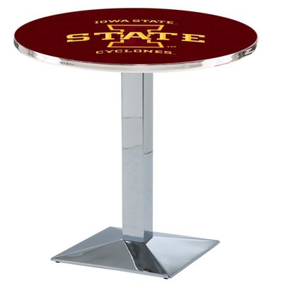 HBS L217-36" Chrome Iowa State Pub Table by Holland Bar Stool Co.