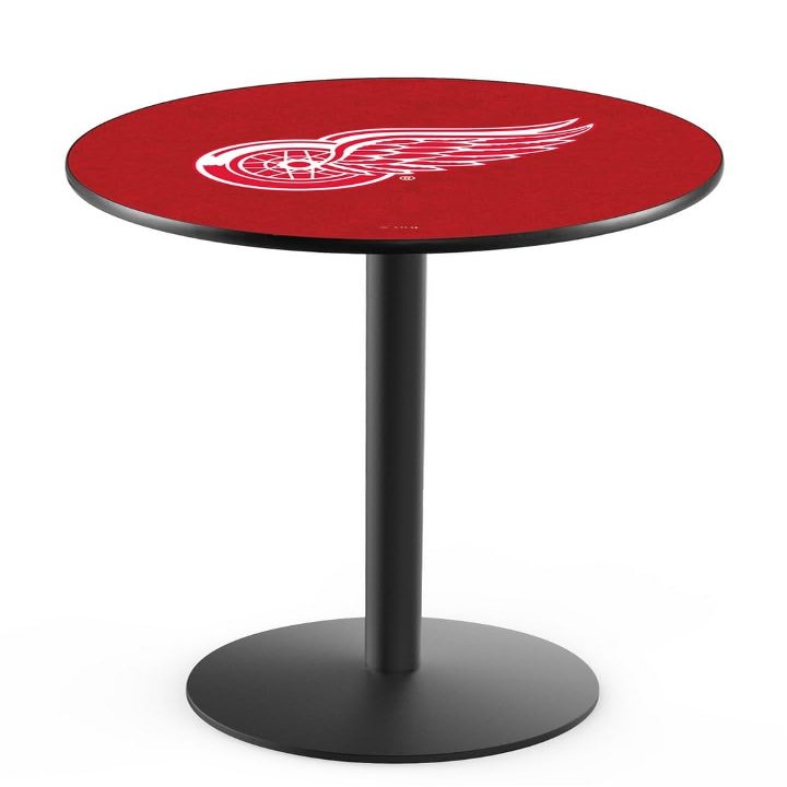 Detroit Red Wings Officially Licensed L214 Black Wrinkle, 42" Tall Pub Table - NHL - 28" Top