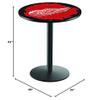 Detroit Red Wings Officially Licensed L214 Black Wrinkle, 42" Tall Pub Table - NHL - 28" Top view 2