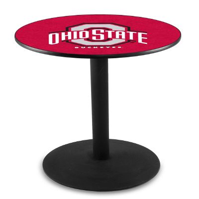 HBS L214-42" Black Wrinkle Ohio State Pub Table by Holland Bar Stool Co.