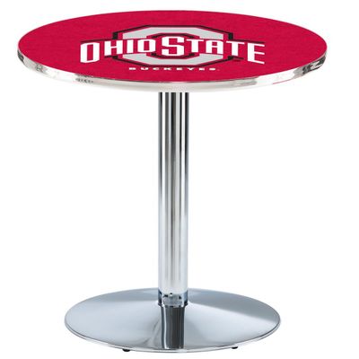 HBS L214-42" Chrome Ohio State Pub Table by Holland Bar Stool Co.