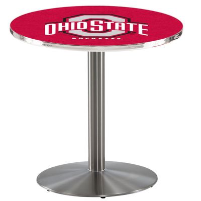 HBS L214-36" Stainless Steel Ohio State Pub Table by Holland Bar Stool Co.