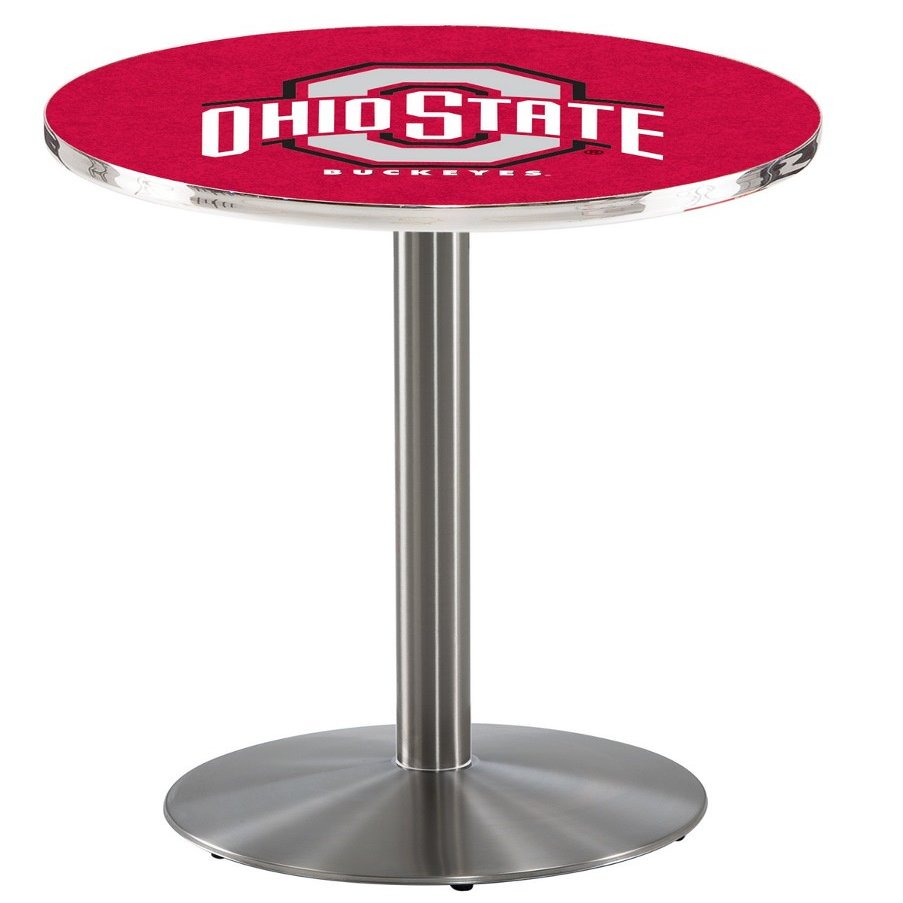 HBS L214-36" Stainless Steel Ohio State Pub Table by Holland Bar Stool Co.